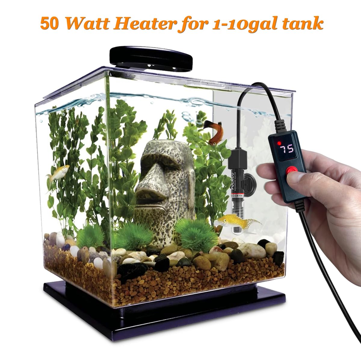 PULACO 50W heater external controller enables precise temperature adjustment for betta tanks