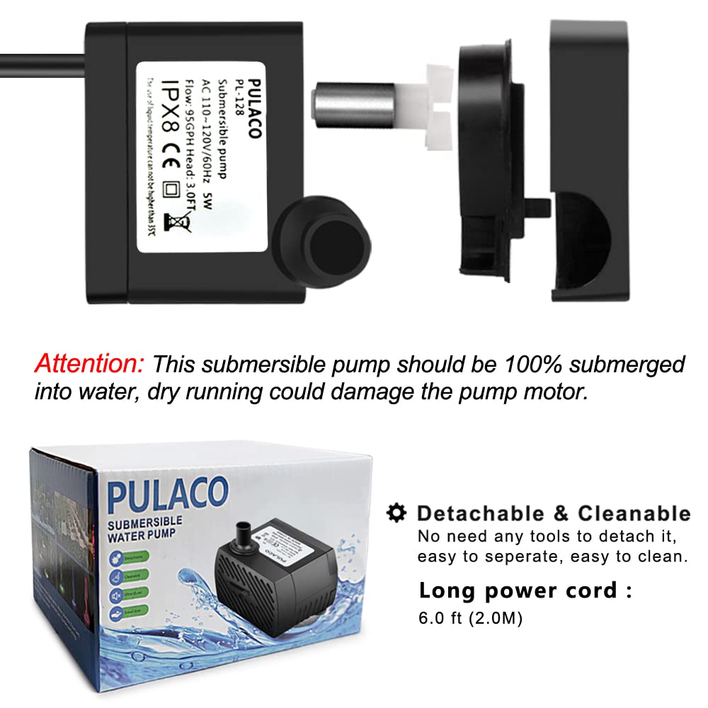 PULACO adjustable flow-rate knob on compact submersible pump for customized flow