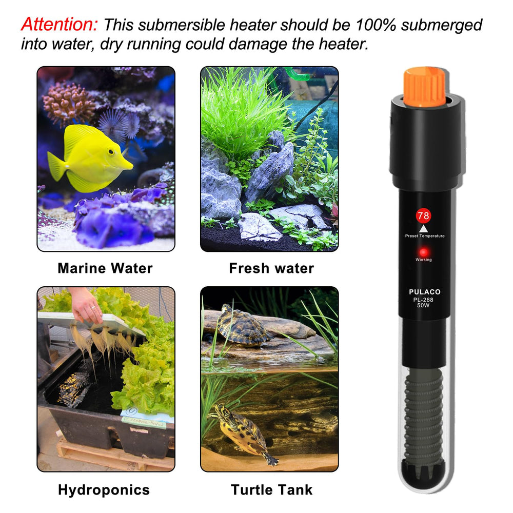 PULACO adjustable temperature dial enables precise tuning for your tank.
