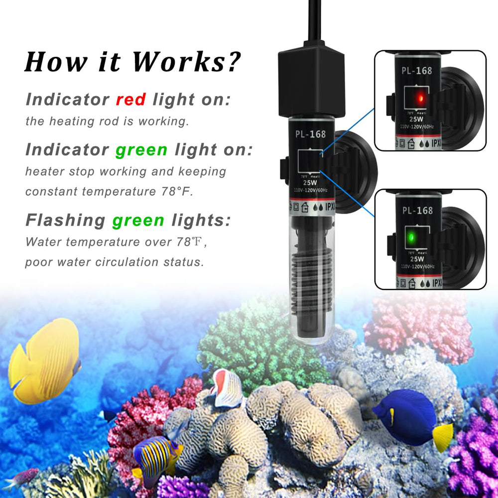 PULACO heater indicator with red and green lights signaling heating and stability.