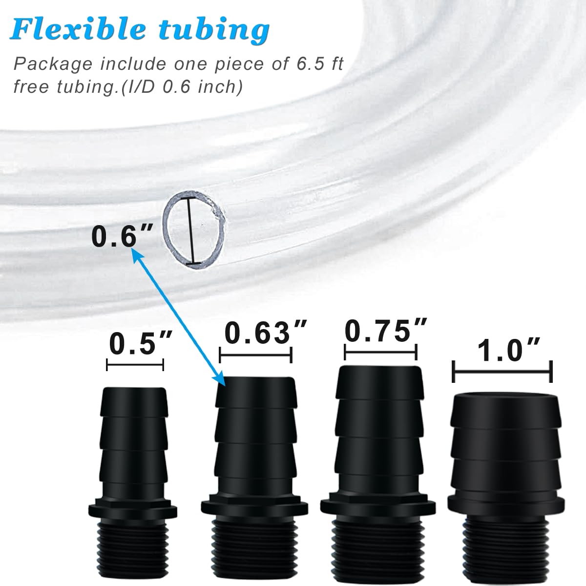 PULACO Large Flow nozzle close-up showing four interchangeable outlet sizes for customization.
