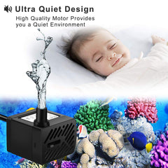 PULACO mini fountain pump nozzle and tubing setup for easy installation