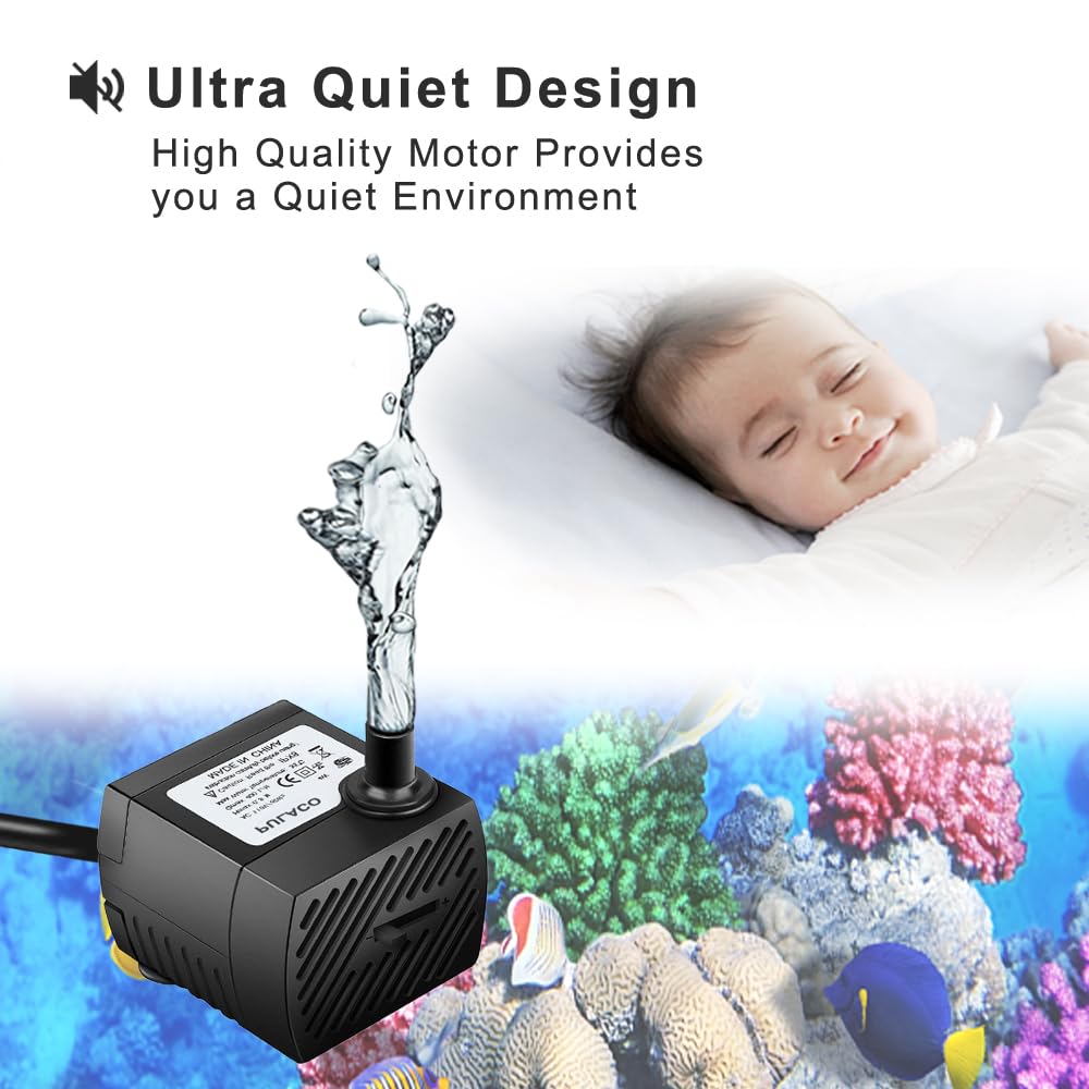 PULACO pump with adjustable flow adjustment knob enabling customizable water rate.