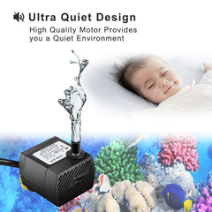 PULACO pump with adjustable flow adjustment knob enabling customizable water rate.