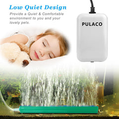 Pulaco air pump package layout shows included components for easy setup