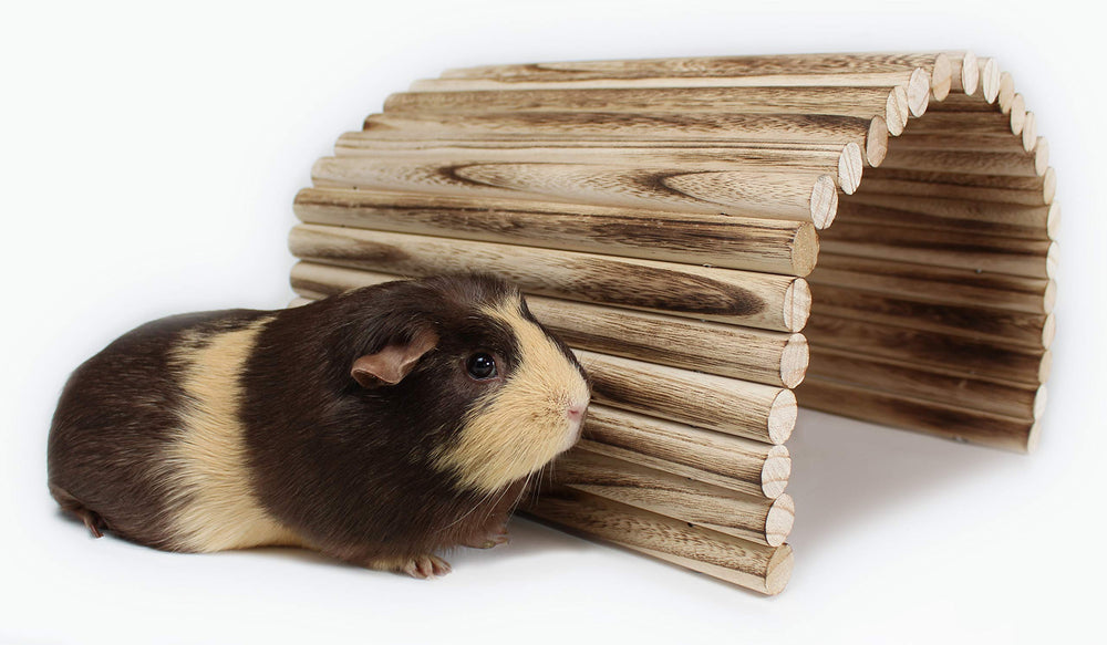 Pulse Brands Flexible Wood Hideout house shows natural wood chew surface for enrichment.