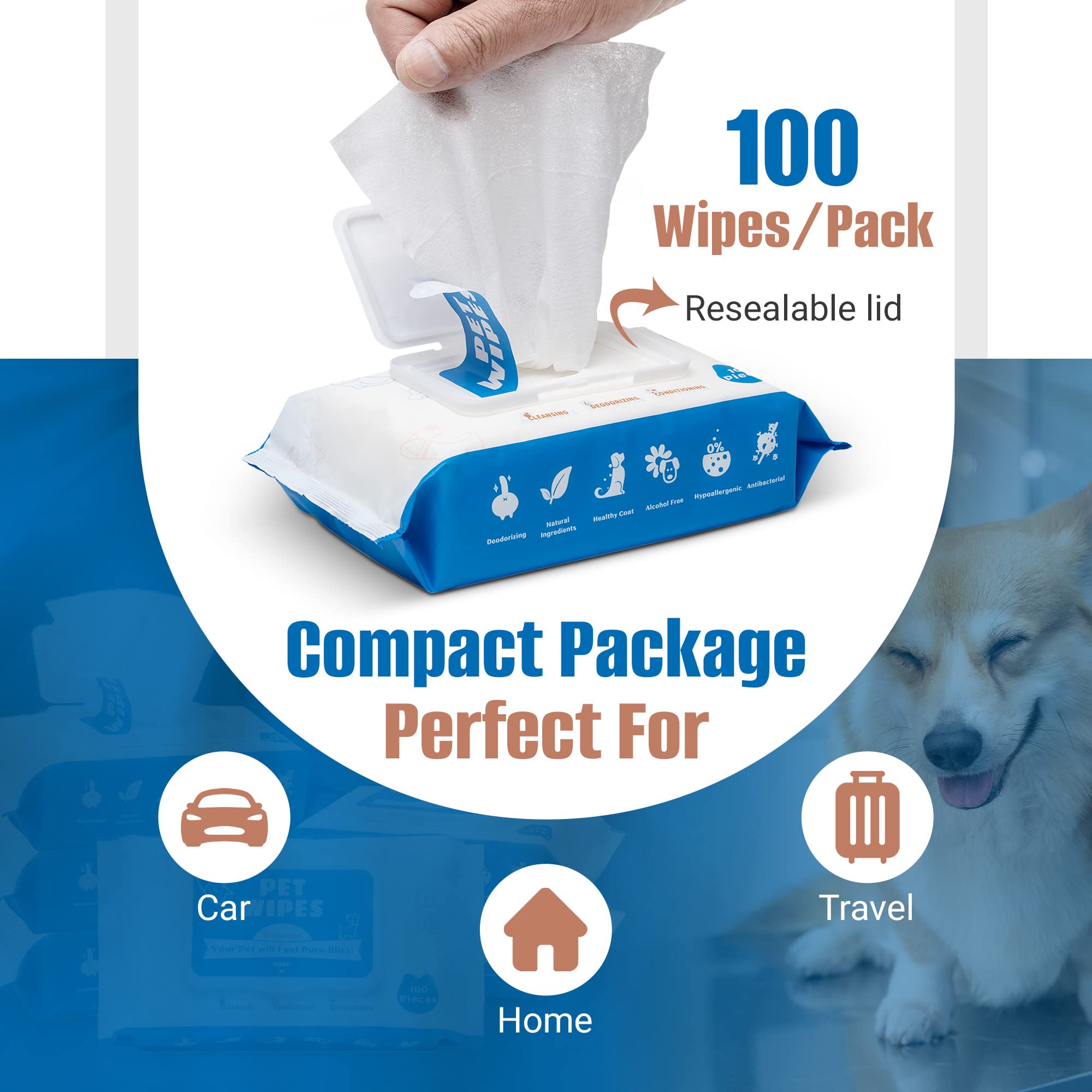 PUMBLER Pet Wipes used near eyes and ears for safe hygiene.