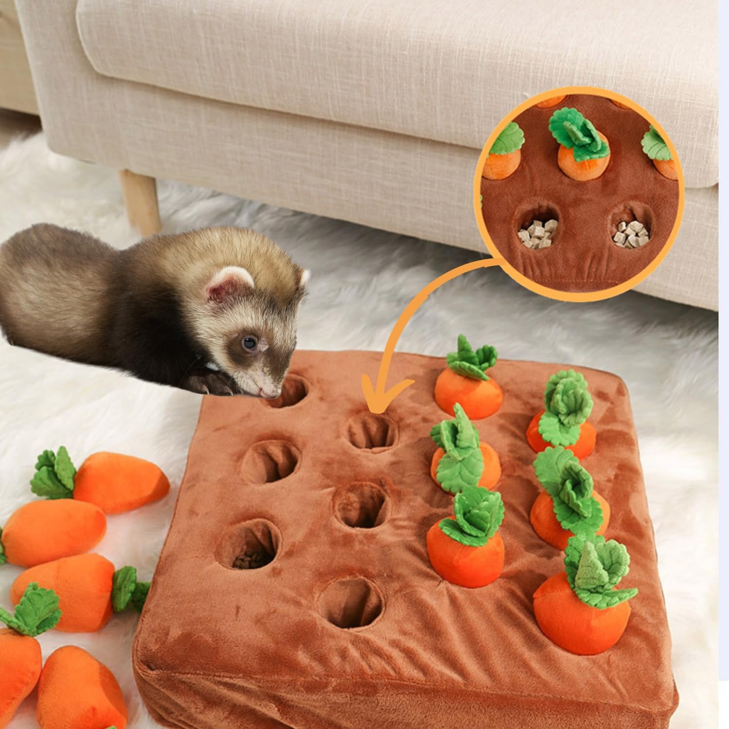 PUMEXFE small-pets-foraging-design suited for ferrets, rabbits, and more.