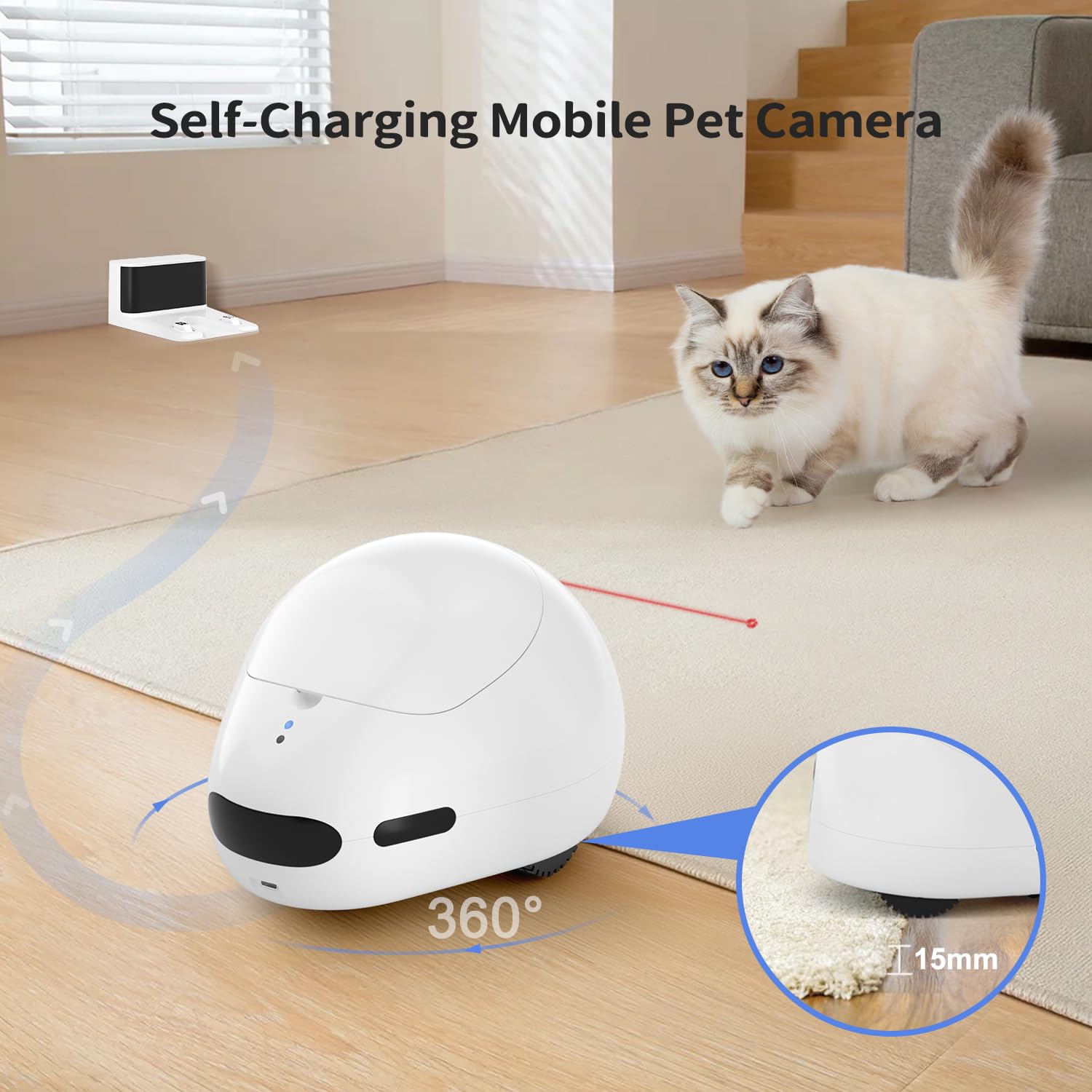 The pumpkii cat camera treat dispenser enables remote feeding for pets.
