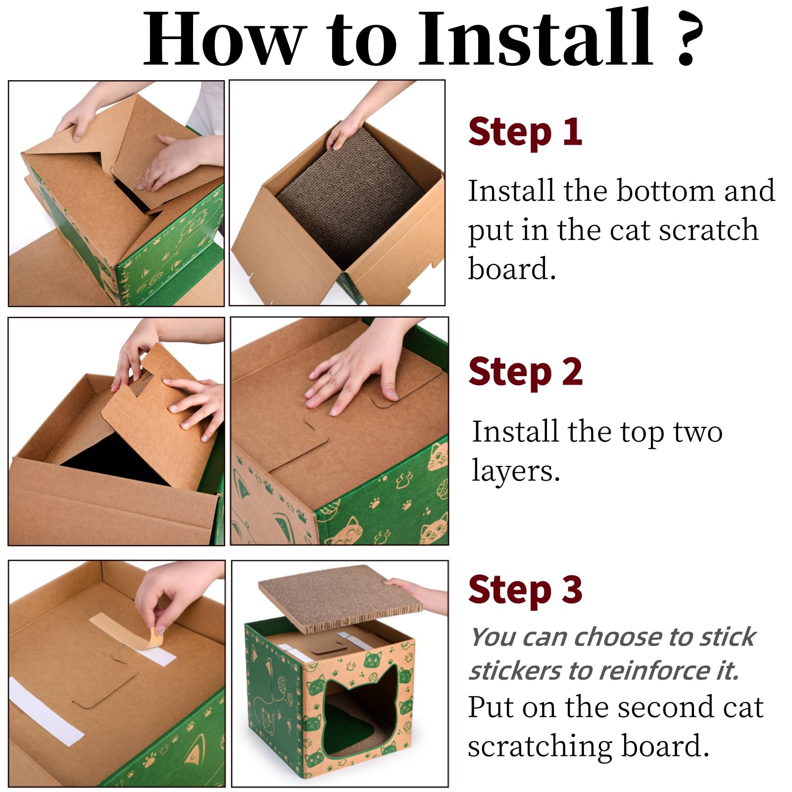 Pumtus cat house with four windows for curious viewing
