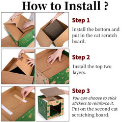 Pumtus cat house with four windows for curious viewing