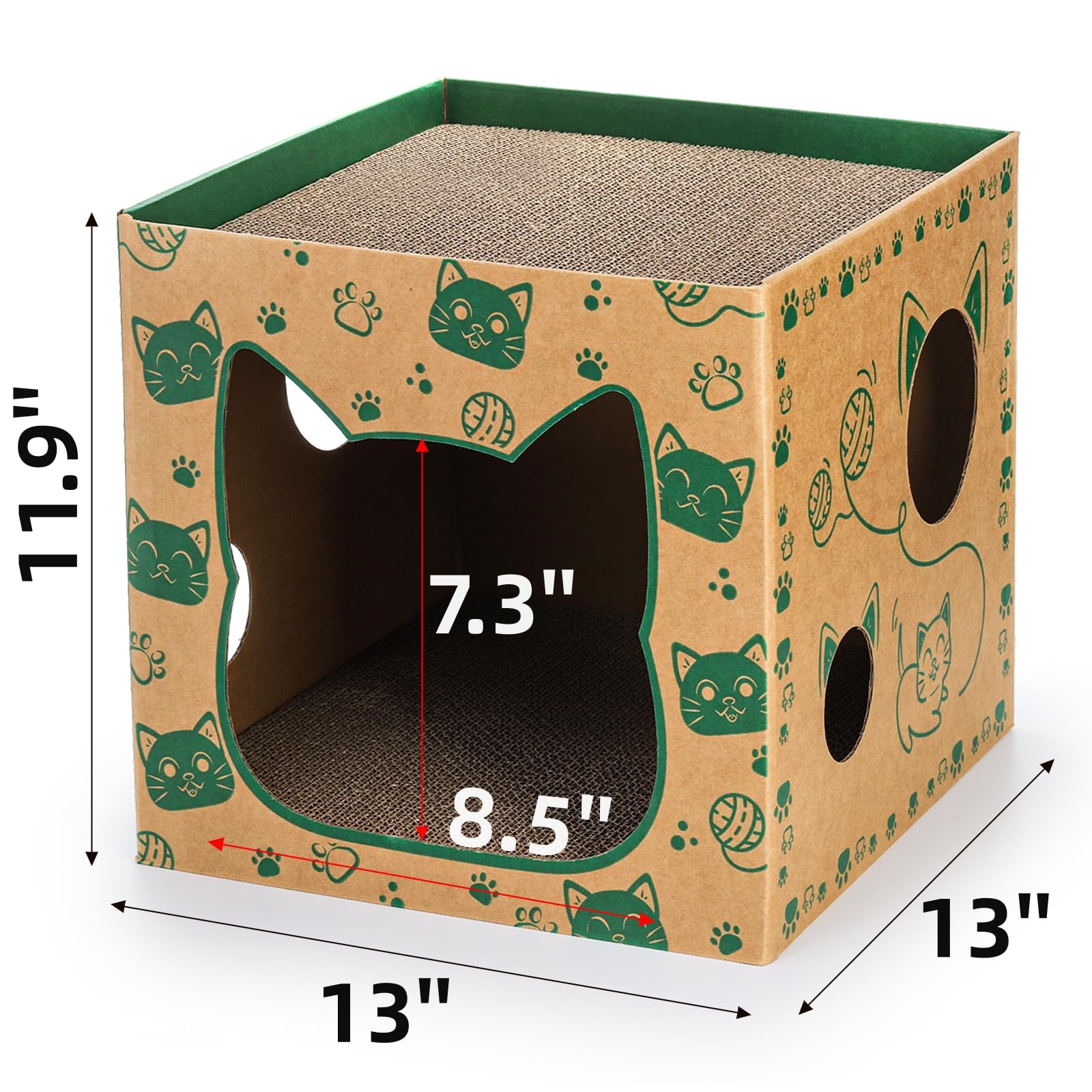 Pumtus cardboard cat house with wide entrance for easy access