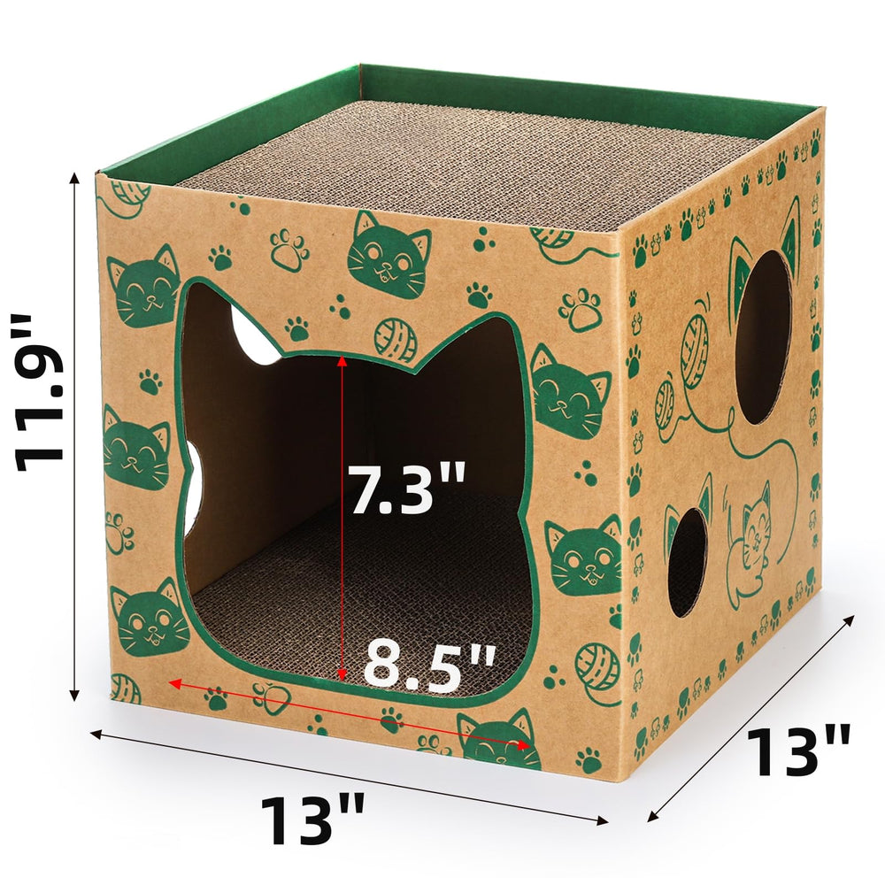 Pumtus cardboard cat house with wide entrance for easy access
