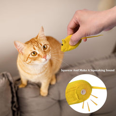 Pumwoy cat mouse toy in red with squeak entices play and encourages paw swats