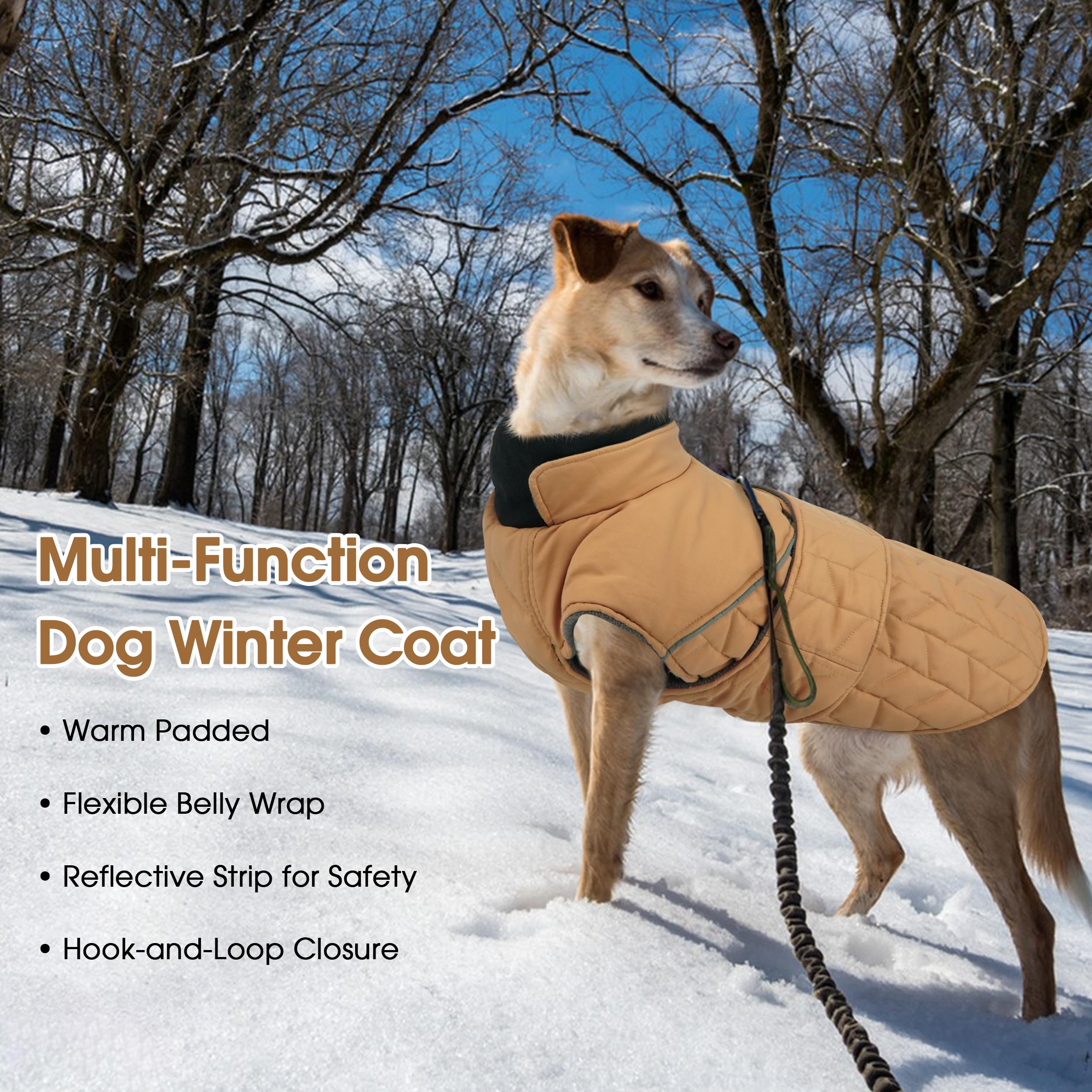 PUMYPOREITY warm dog jacket easy-on-off design helps quick, stress-free dressing.