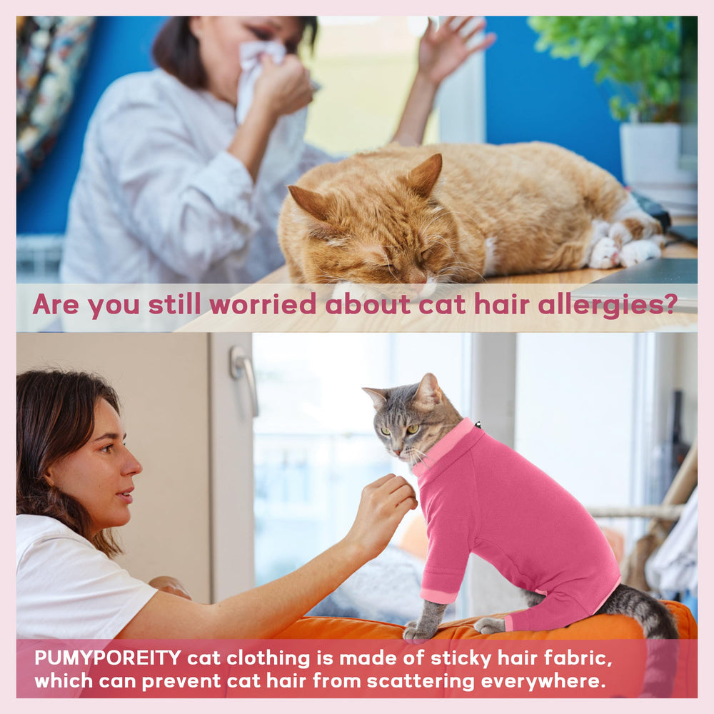 PUMYPOREITY cat recovery shirt covers four legs to prevent licking wounds.