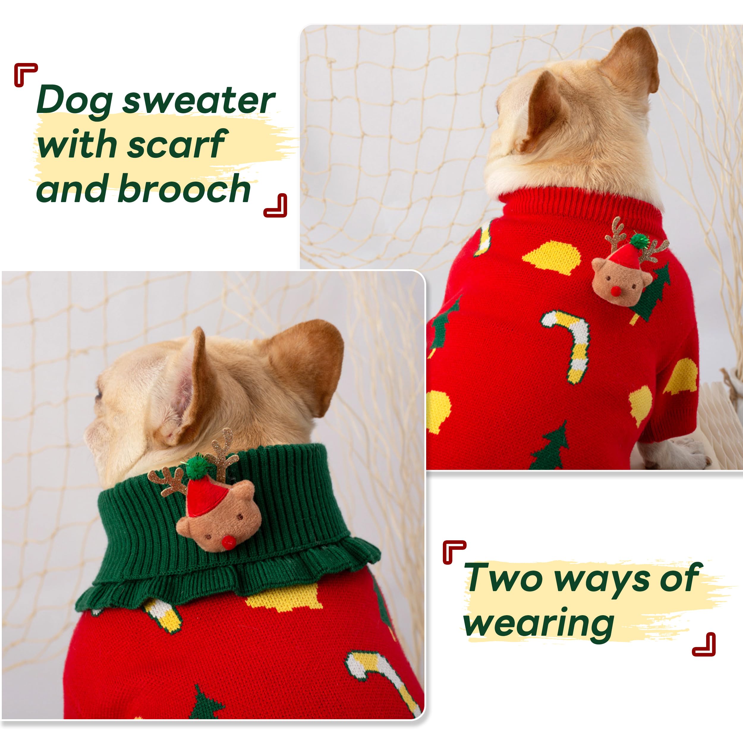 PUMYPOREITY detachable scarf detail highlighting versatile styling for holiday photos.
