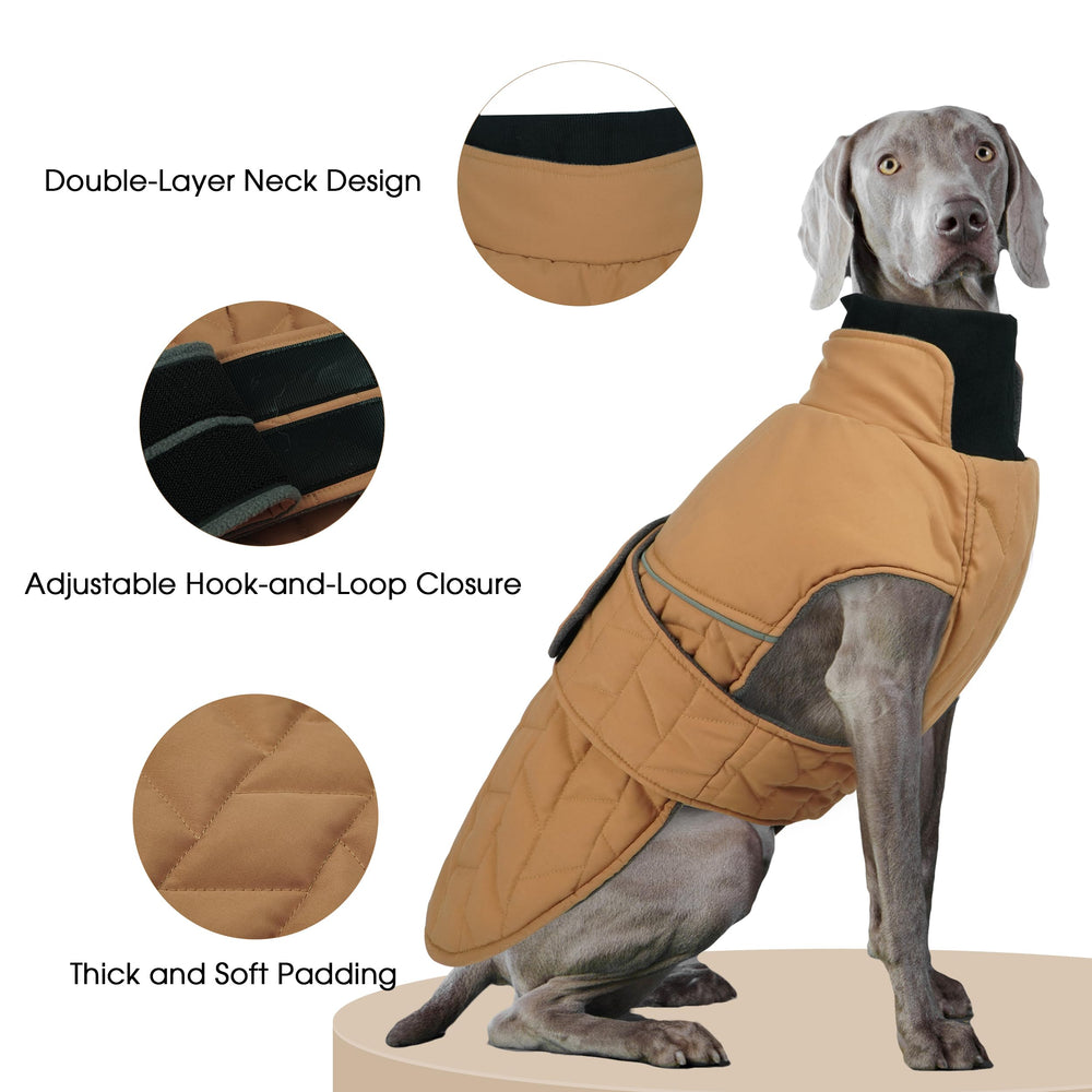 PUMYPOREITY warm dog jacket available in seven sizes for a wide range of breeds.