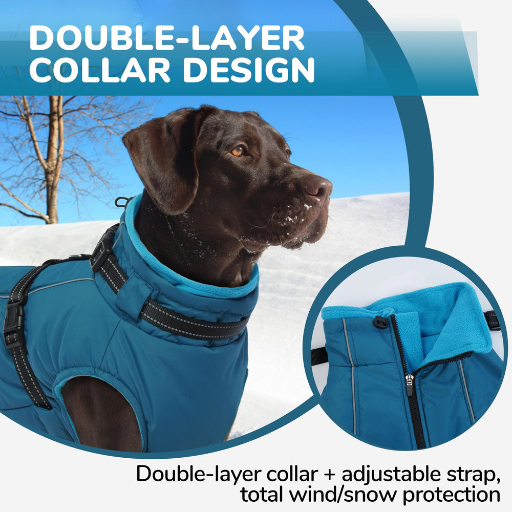 PUMYPOREITY built-in harness with D-rings simplifies leash attachment on outdoor adventures.