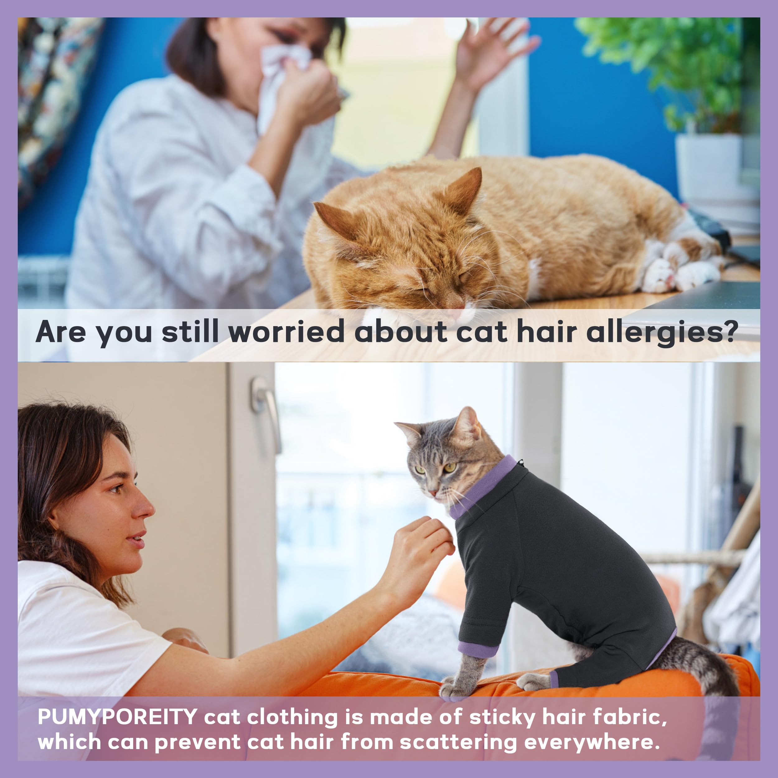 PUMYPOREITY cat recovery suit with four-legged coverage for wound protection.