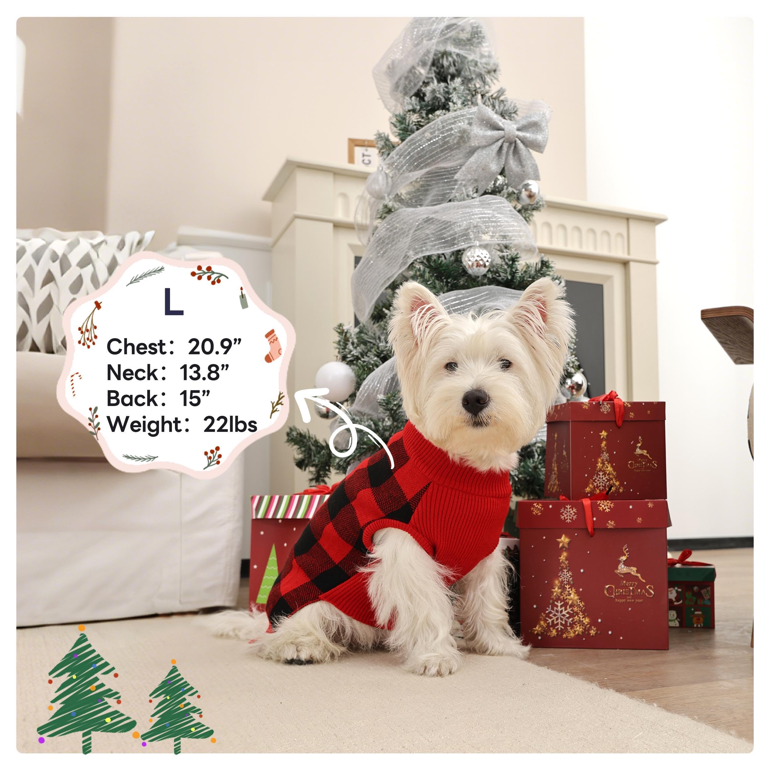 PUMYPOREITY Plaid knit sweater back view highlights leash hole feature