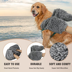 Puomue after-swim pet towel winds moisture away from fur efficiently.