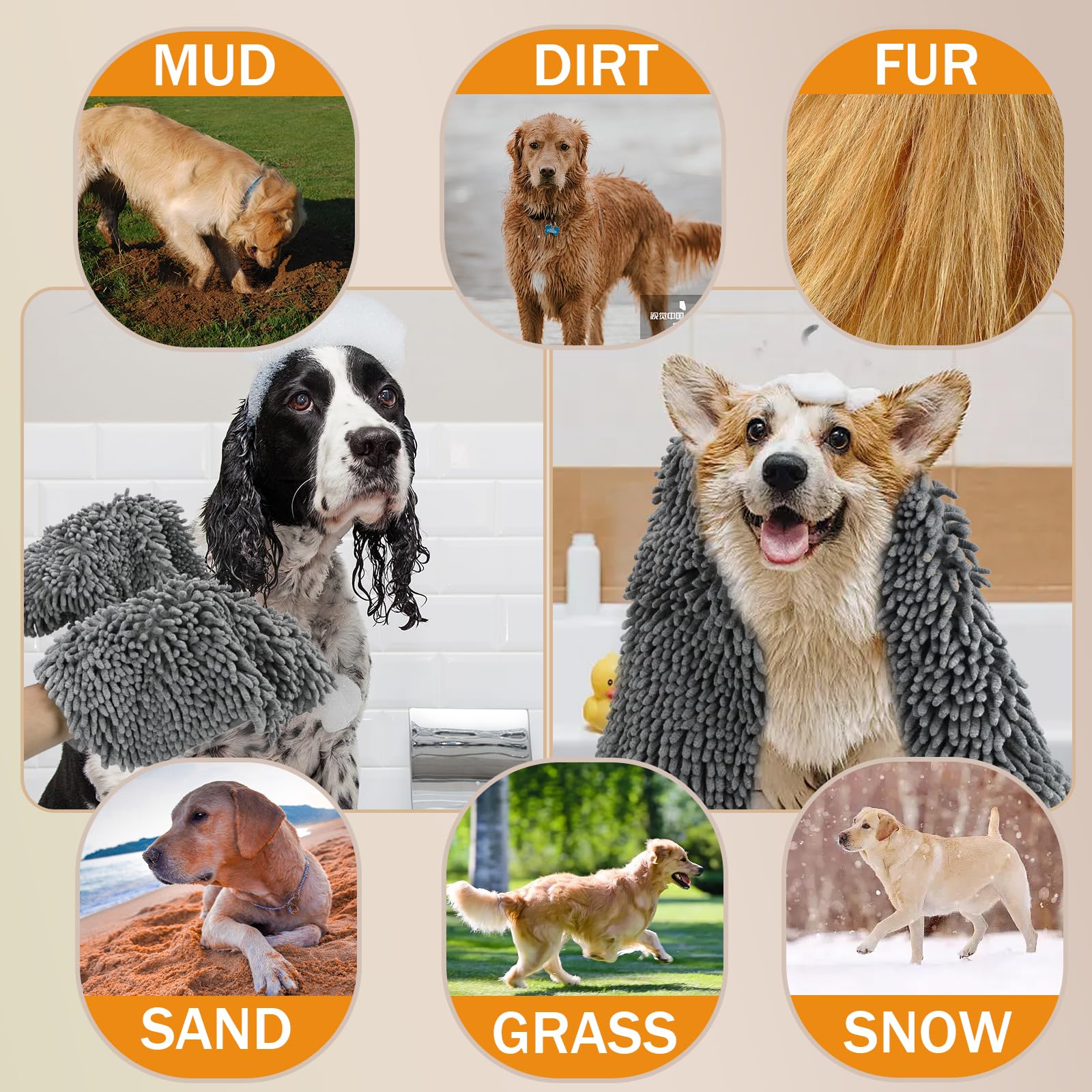 Puomue large-small pet towel suitable for any coat length and type.