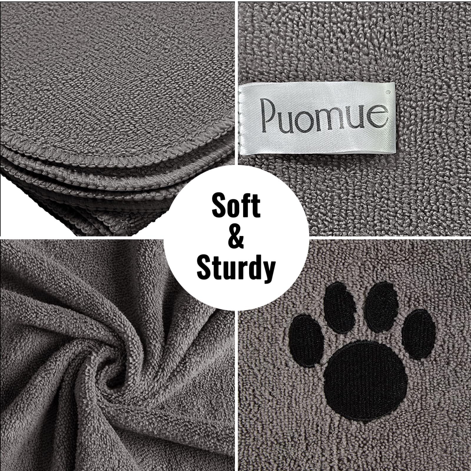 Puomue microfiber dog towel soft plush texture for gentle contact