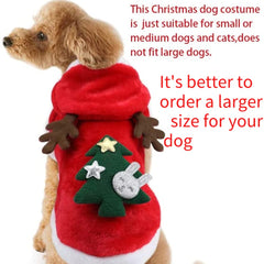 Puoyis pet dog Christmas costume hoodie side view for easy wear and comfort