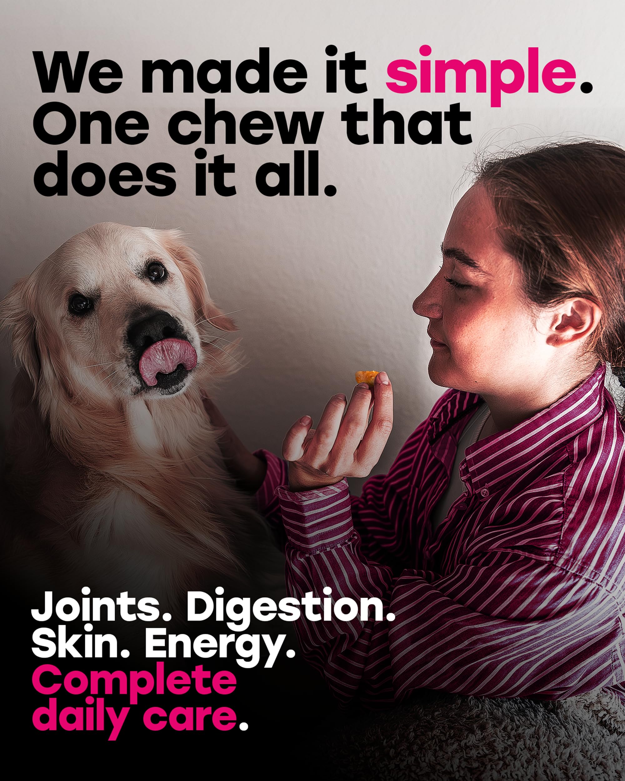 Pup Choice 24-in-1 probiotic blend bottle emphasizing gut support