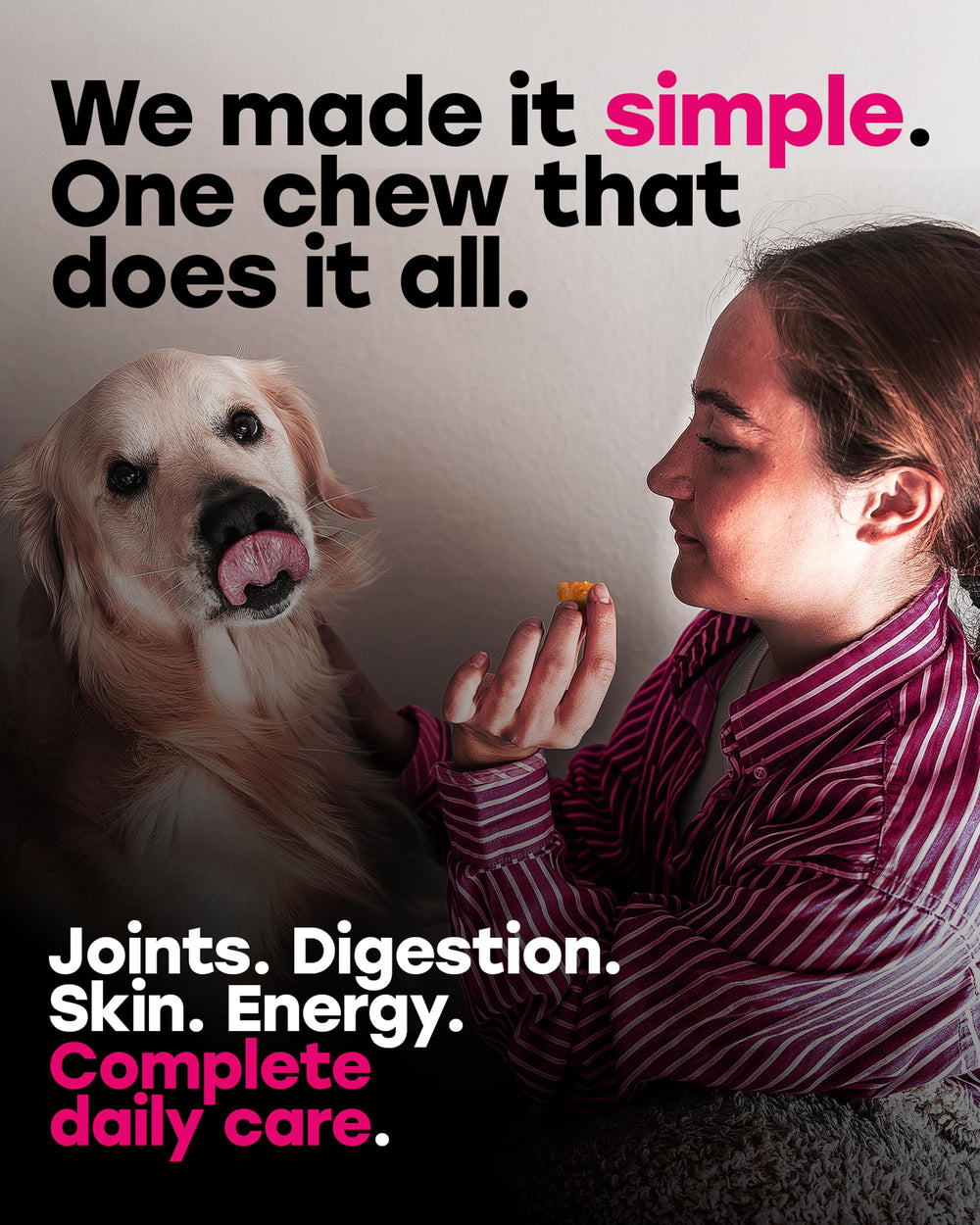 Pup Choice 24-in-1 probiotic blend bottle emphasizing gut support