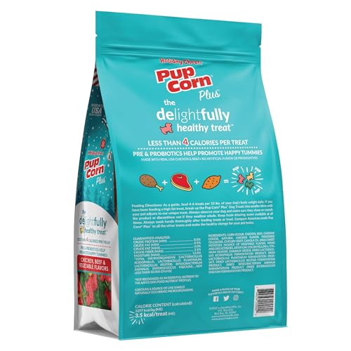 Pup Corn Plus chicken-beef flavor rewards pups with yummy crunch.