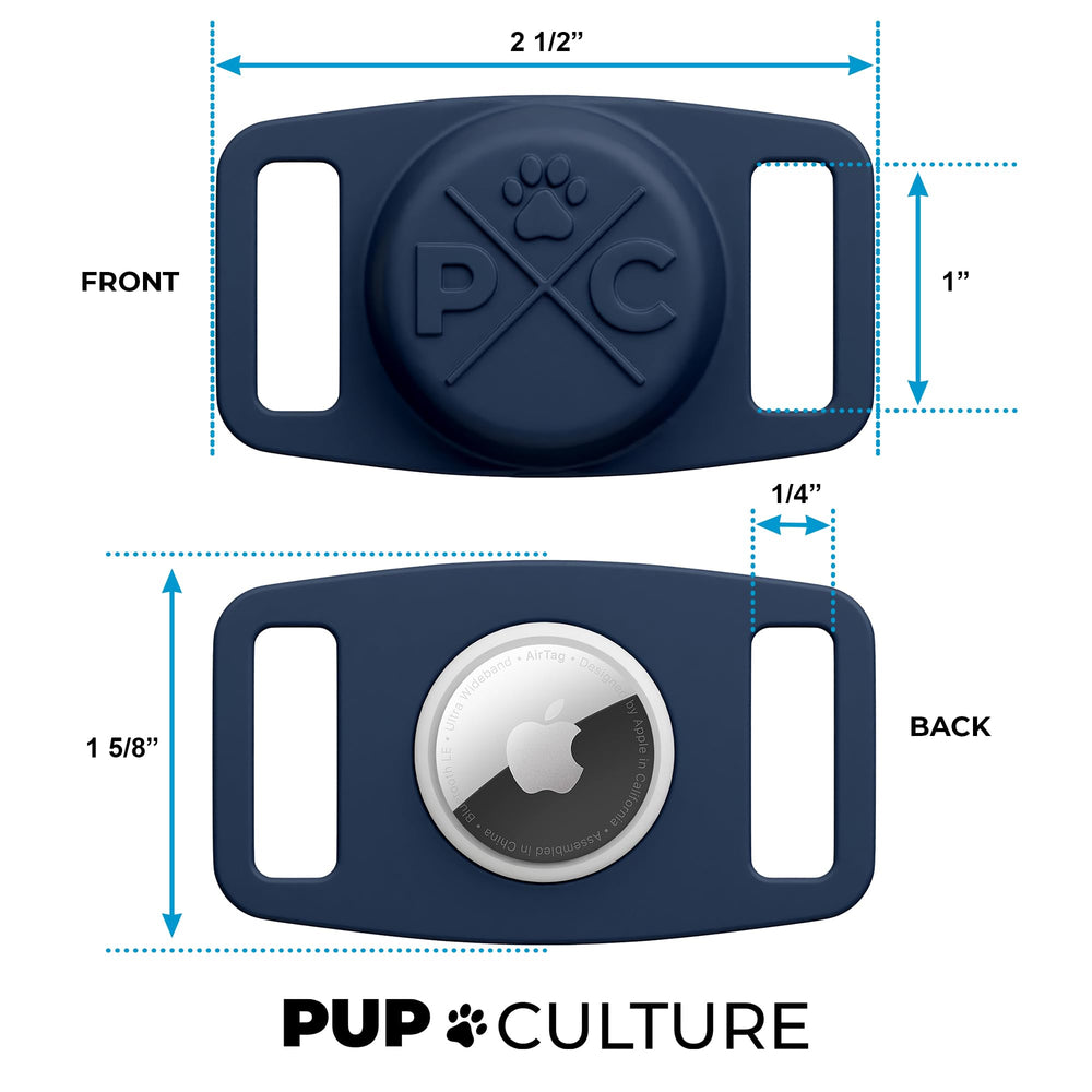 Pup Culture AirTag dog collar holder close-up showing silicone protection.