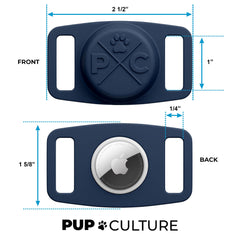 Pup Culture AirTag dog collar holder close-up showing silicone protection.