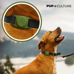 Pup Culture AirTag Dog Collar Holder durable silicone protects AirTag during play.
