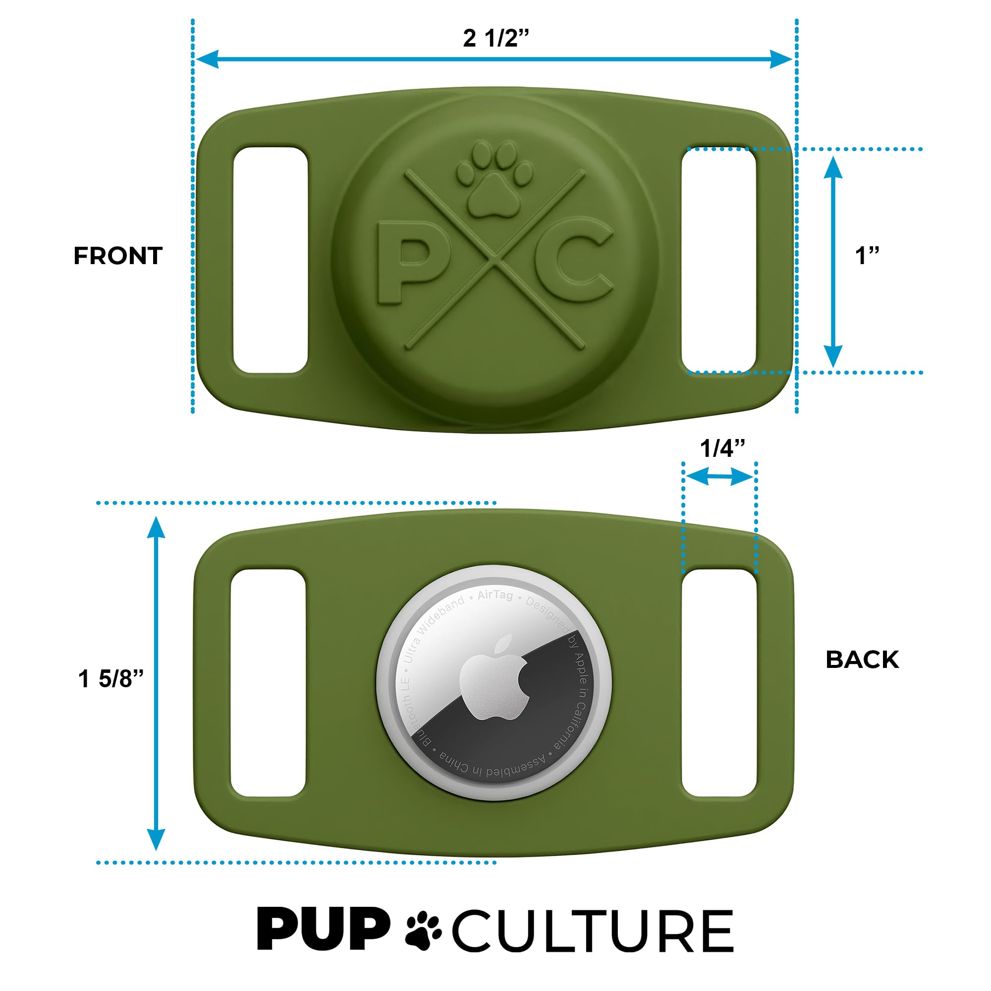 Pup Culture AirTag Dog Collar Holder in-use during a walk demonstrates secure fit.