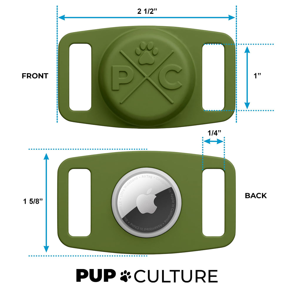 Pup Culture AirTag Dog Collar Holder in-use during a walk demonstrates secure fit.