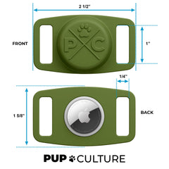 Pup Culture AirTag Dog Collar Holder in-use during a walk demonstrates secure fit.