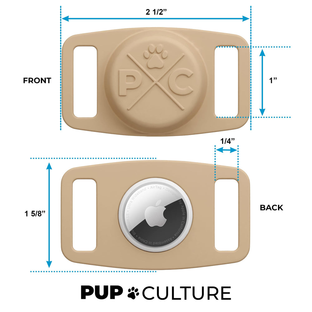 Small and large collar compatibility with Pup Culture AirTag Holder
