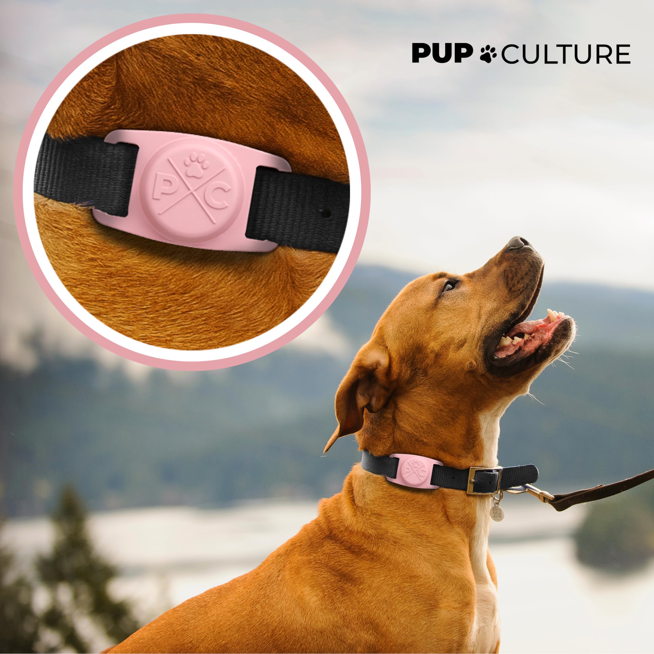 Pup Culture AirTag case in durable silicone protects AirTag from scratches and bites