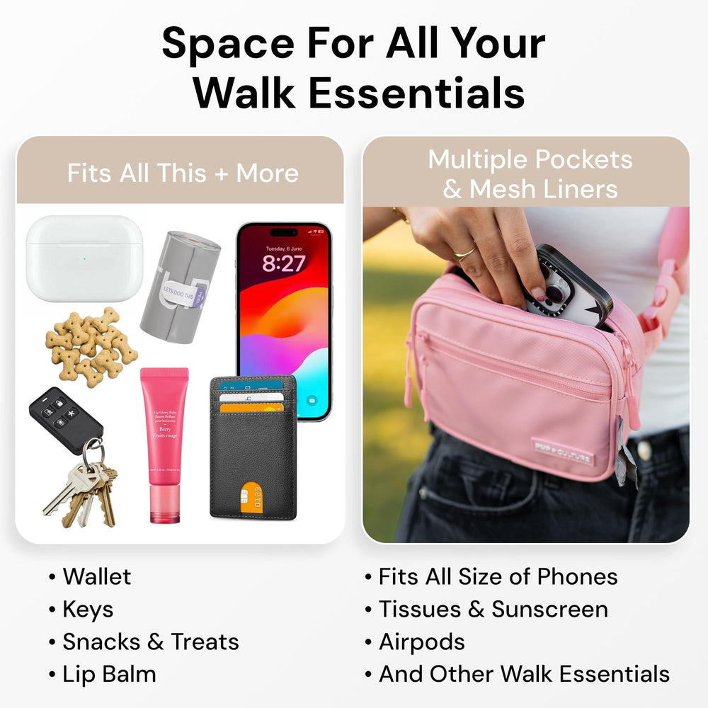 Pup Culture adjustable multiway strap offers versatile wear.