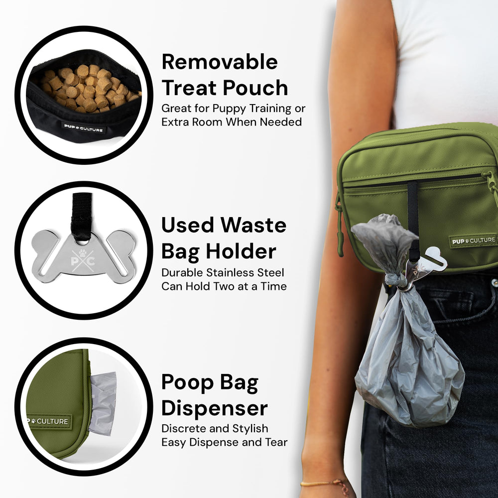 Pup Culture poop bag dispenser compact for quick cleanup on walks