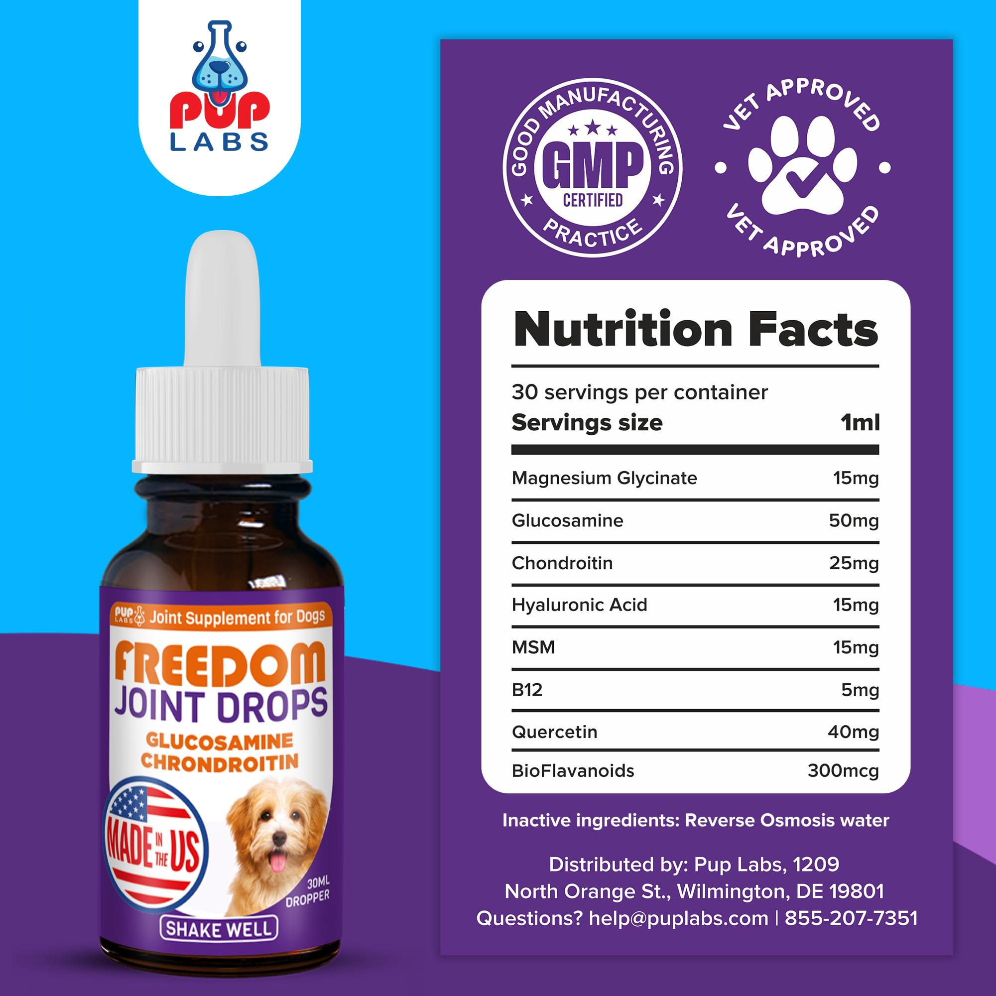 Pup Labs Freedom Joint Drops happy dog during activity