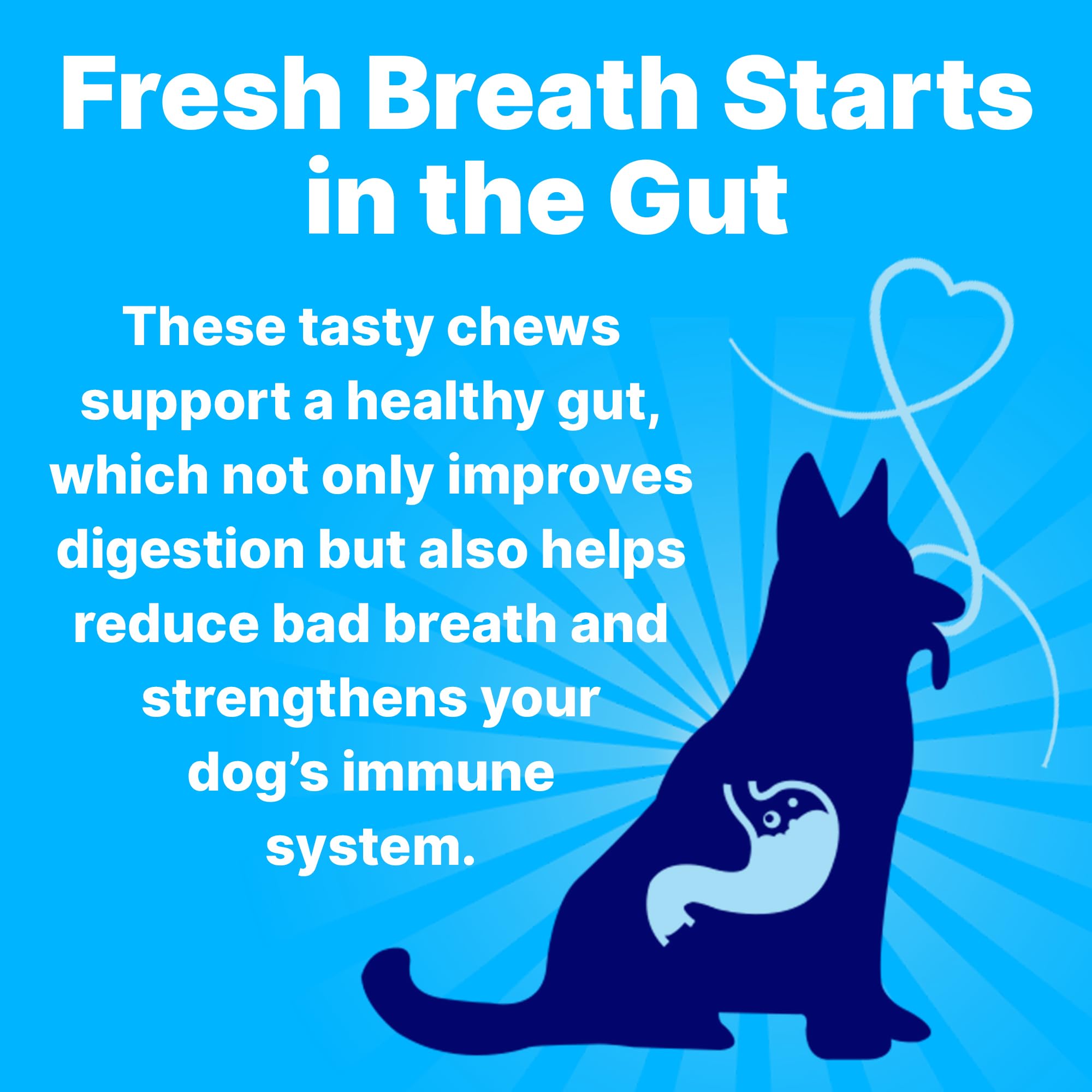 Pup Labs Fresh Breathies dog enjoying chew for fresher breath and clean teeth.