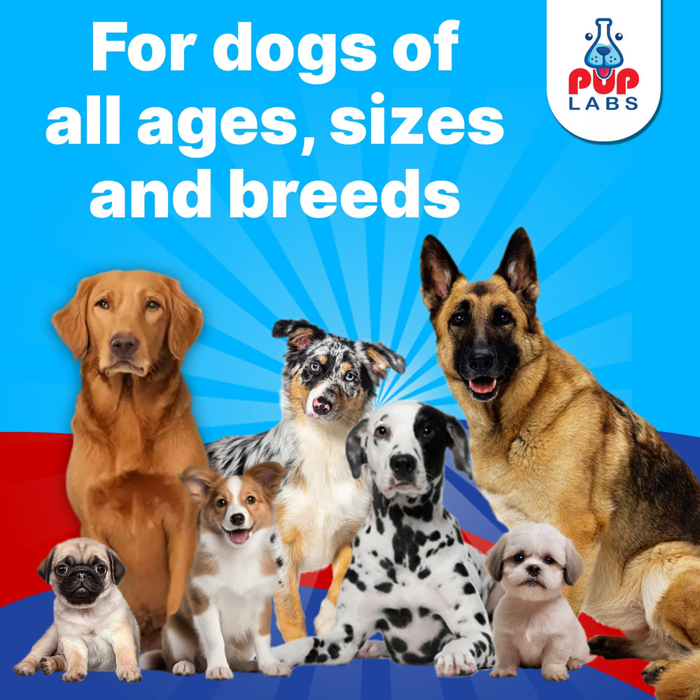 Pup Labs Fresh Breathies USA-made seal on packaging emphasizing safety and quality.