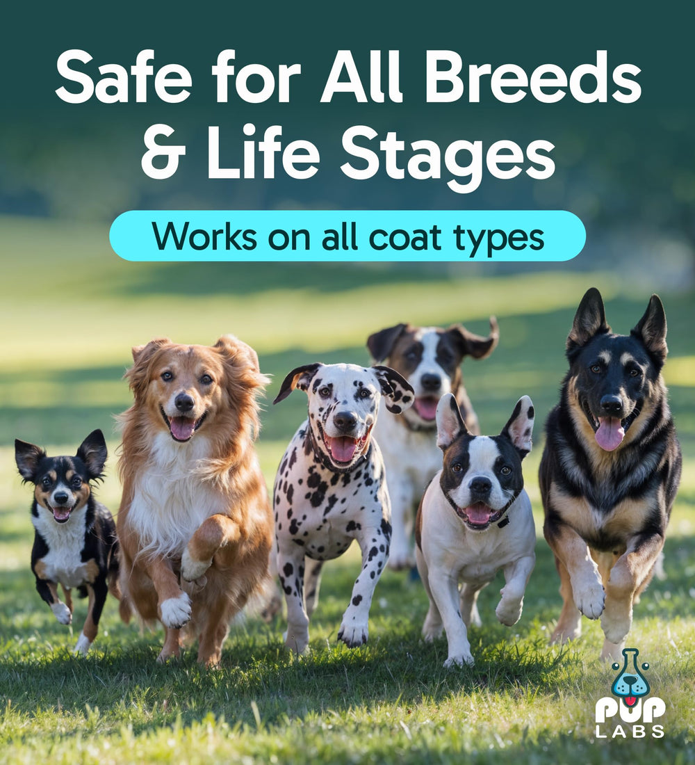 Pup Labs K9 Soothe bottle held for size and ease of use during care.