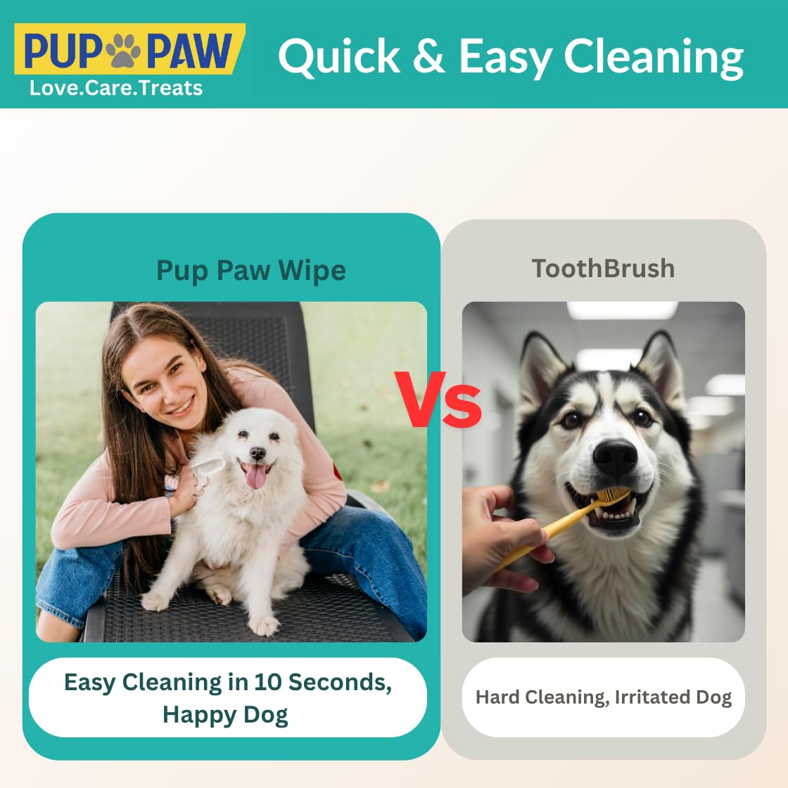 PUP PAW Premium dog teeth wipes closeup texture highlights soft, hypoallergenic fibers.