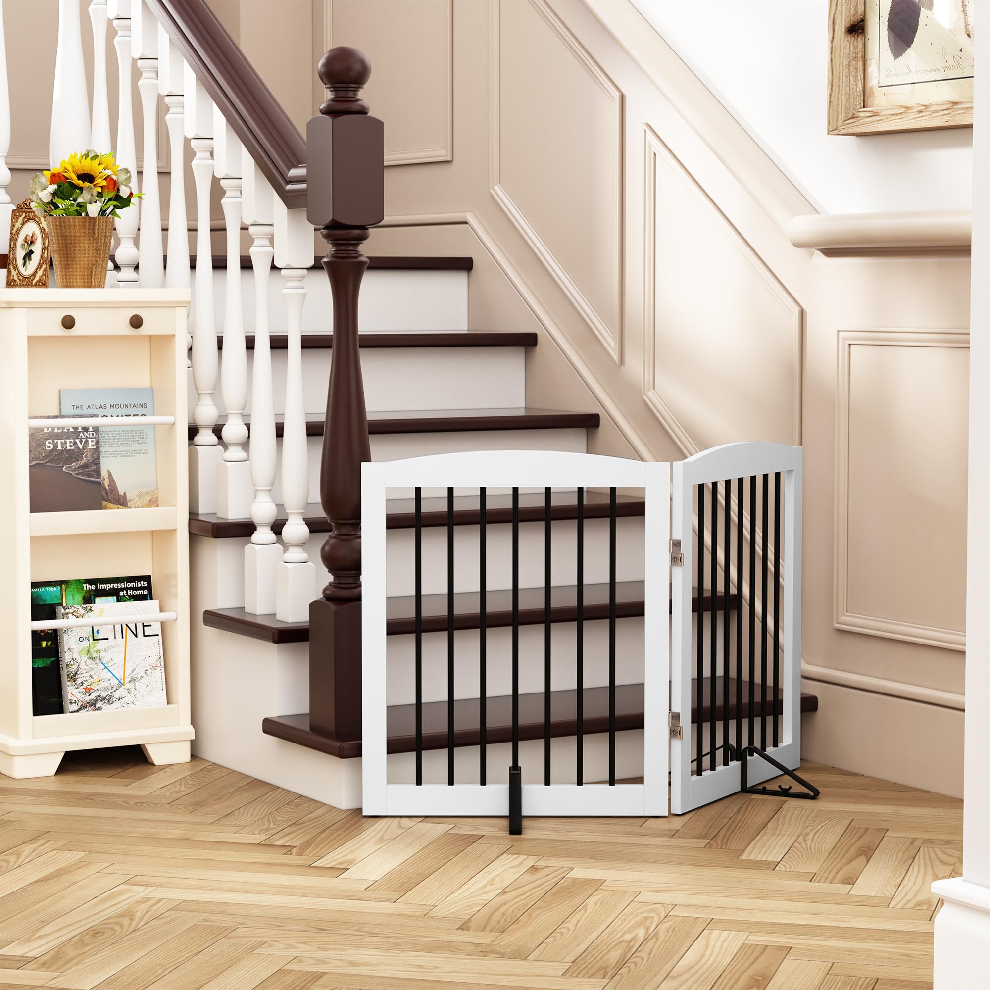 PUPETPO Support Feet assembled demonstrates secure, stable freestanding gate.