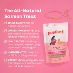 Bocadillos secos de Pupford, dos ingredientes con salmón, ideales para entrenamiento