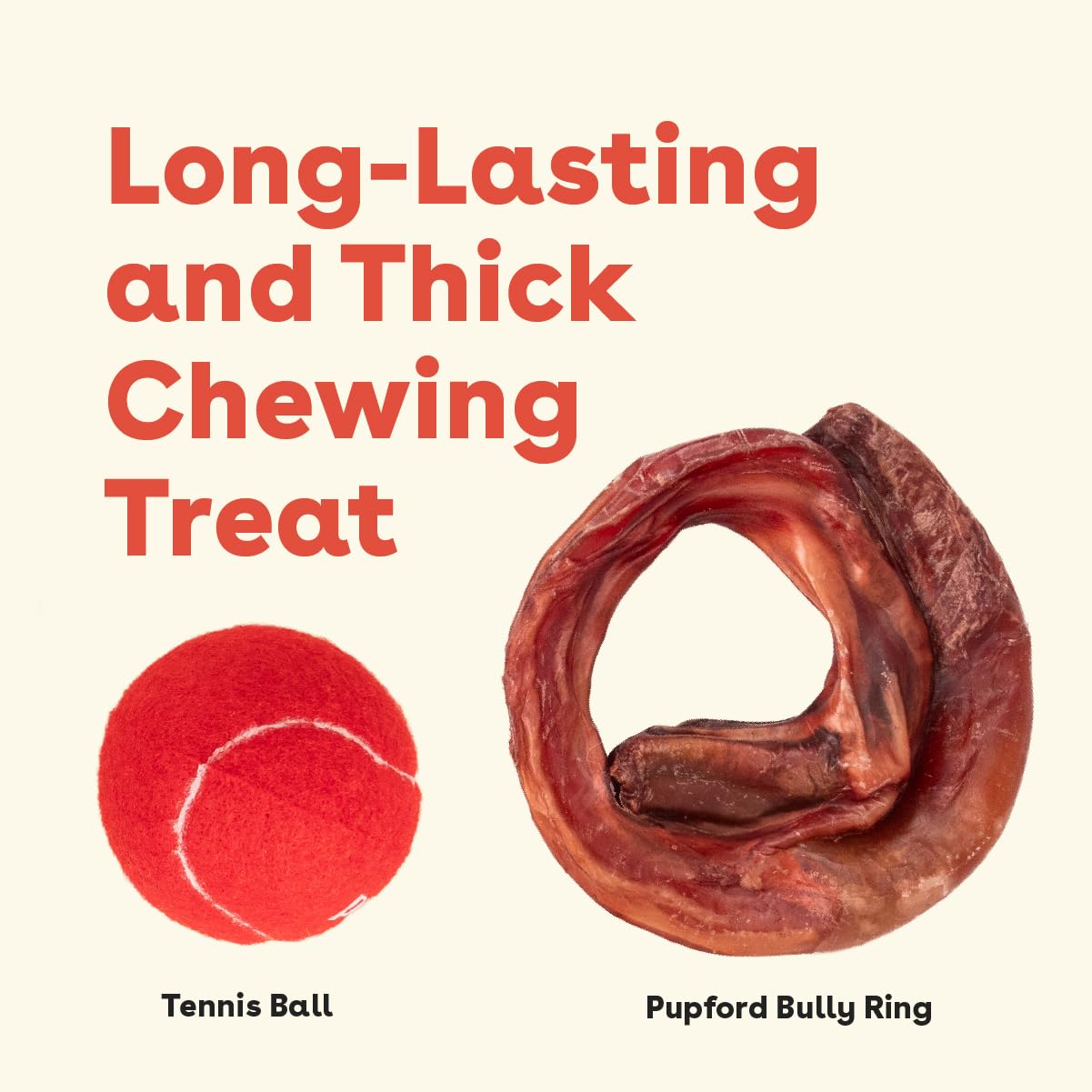 Pupford Bully Stick Rings in use by a puppy for teething relief.